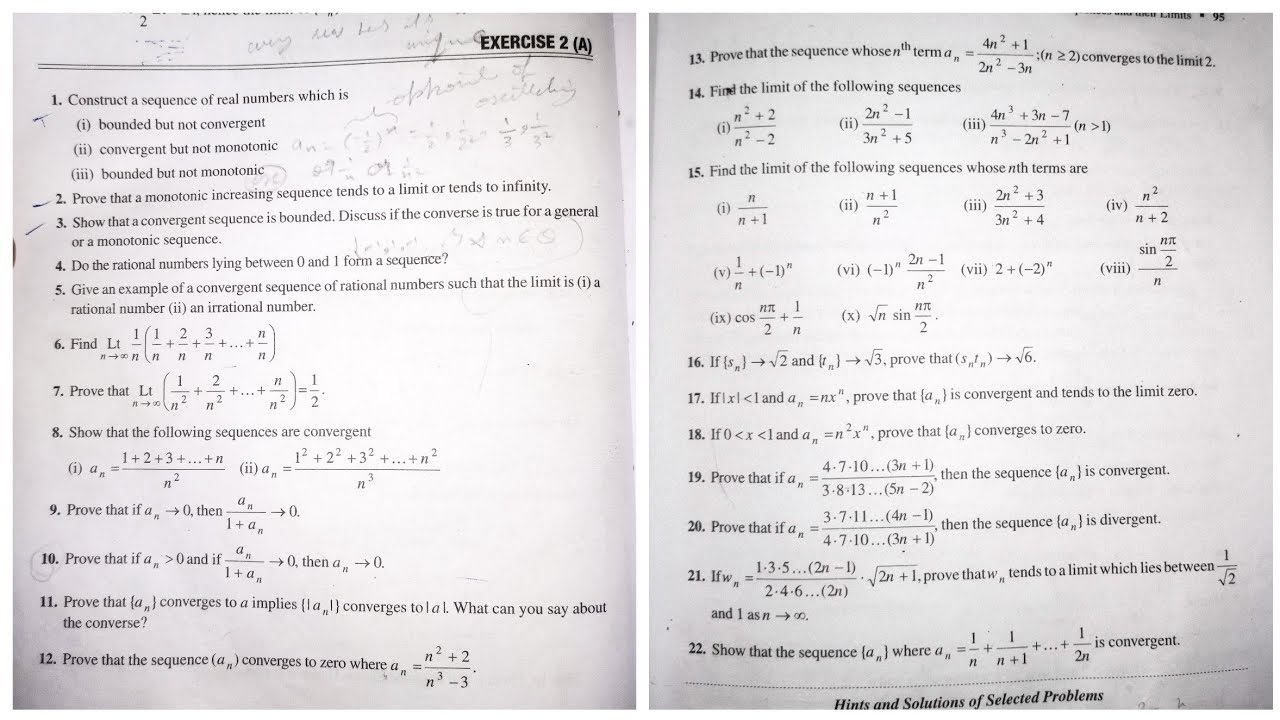 Ex-2A // Q.n 11-15 /Infinite series // Sequence and their limits //
