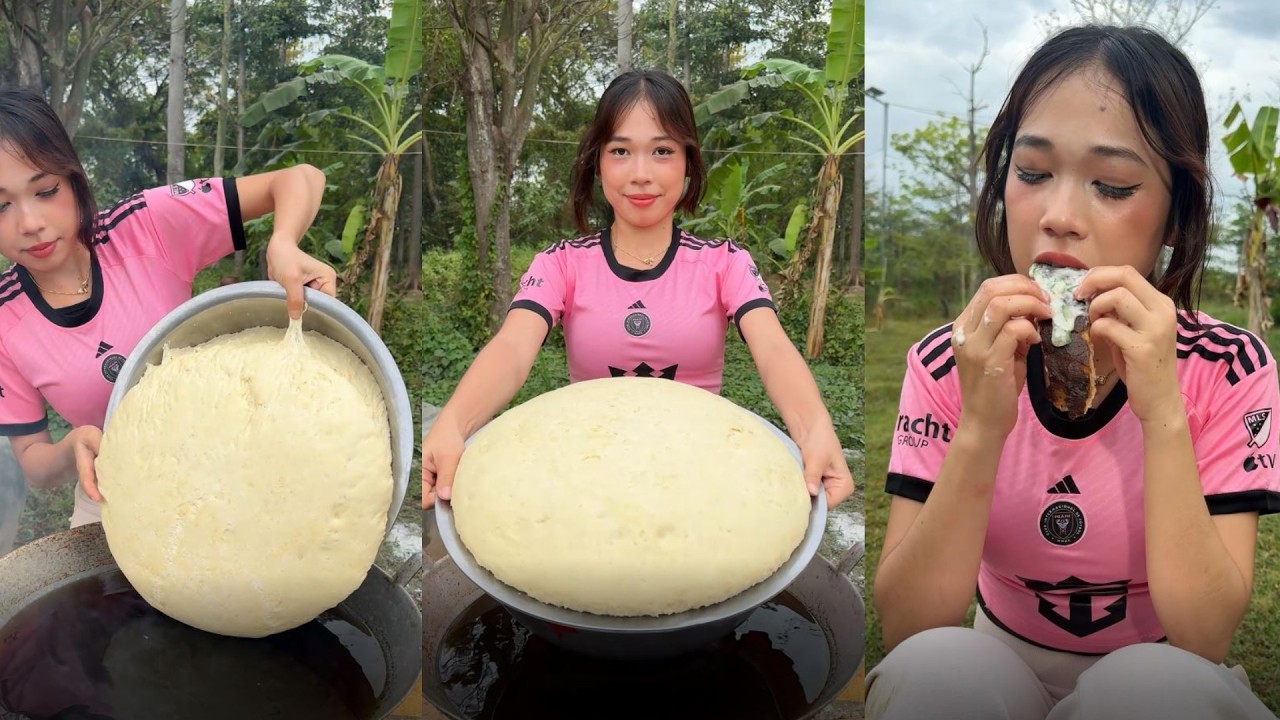 Amazing cooking deep fried cake with yummy sauce recipe
