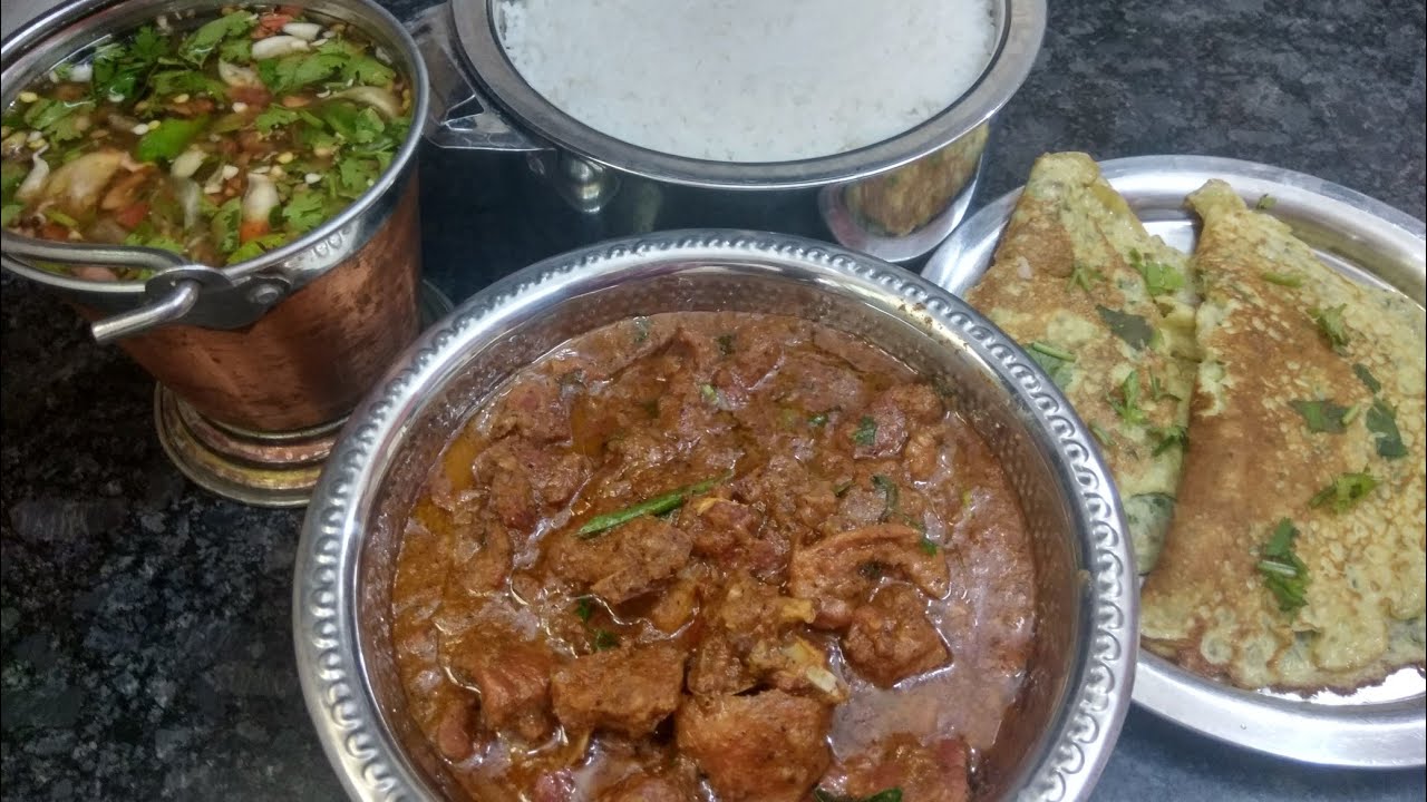 Non Veg Lunch Rice Mutton Kulumbu Rasam Omelette Gowri Samayalarai Tamil