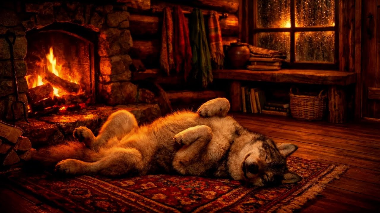 Calm Rain Drizzle with Fireplace Sounds | Cozy Evening Ambience for Rest
