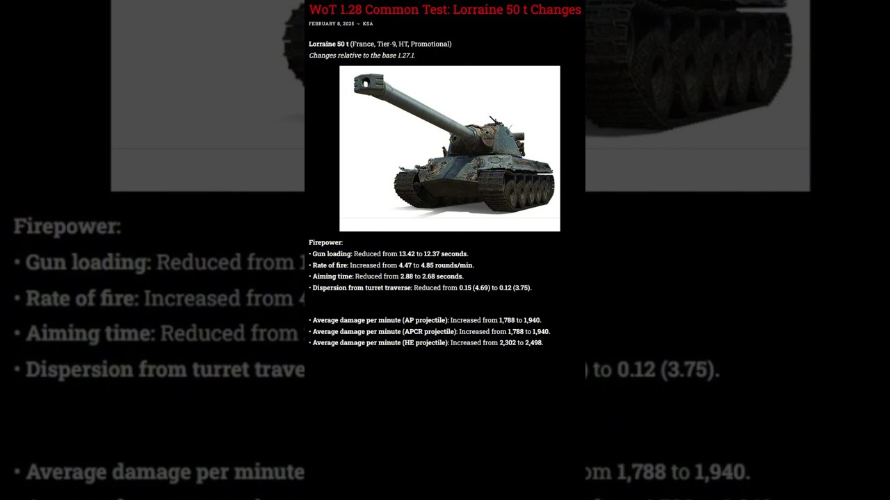 World of Tanks - 1.28 Common Test: Lorraine 50 t Changes