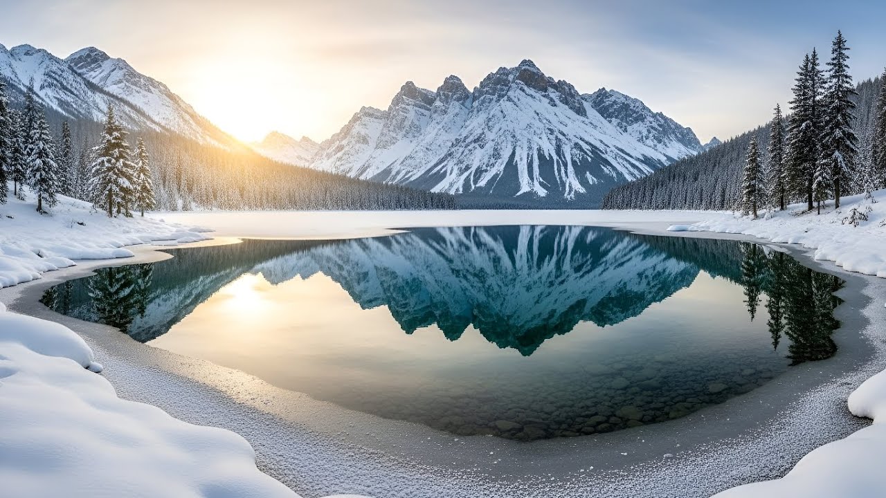 Premium Winter River Serenity 🌿☃️ Frame TV Art Screensaver for TV 4K