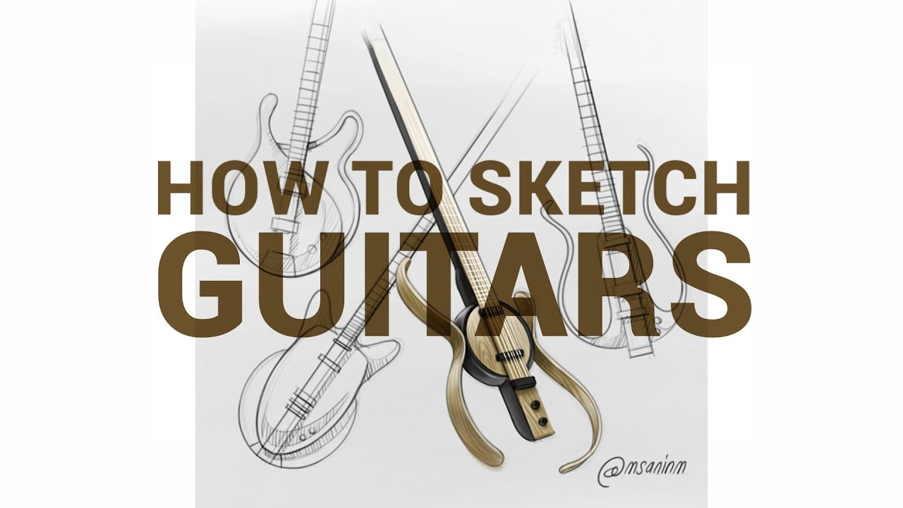 INDUSTRIAL & PRODUCT DESIGN SKETCHING : ep. 7 - GUITARS (Timelapse)