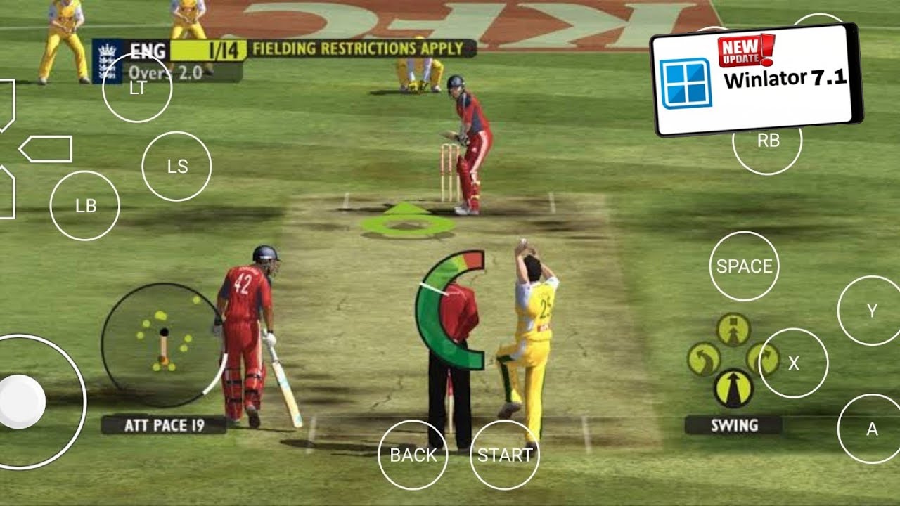 Ashes Cricket 2009 GAMEPLAY ON WINLATOR 7.1 EMULATOR