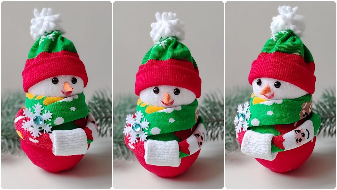 ☃️ DIY Sock Snowman 🎄 Christmas Crafts 🎄 Christmas decorations 🎄 Christmas Gift
