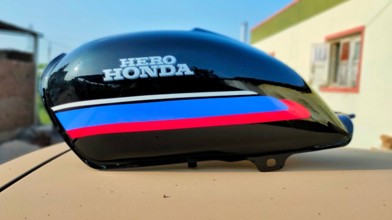 बाईक टैंक Hero Honda SPLENDOR FUEL/petrol tank re-painting and Restoration Video in Hindi voice-over