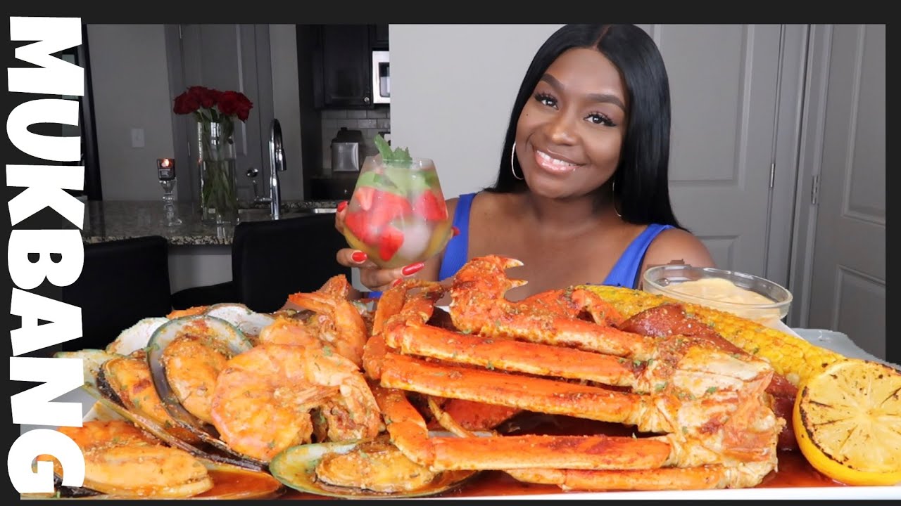 SEAFOOD BOIL MUKBANG,SNOW CRAB LEGS,MUSSELS AND SHRIMP