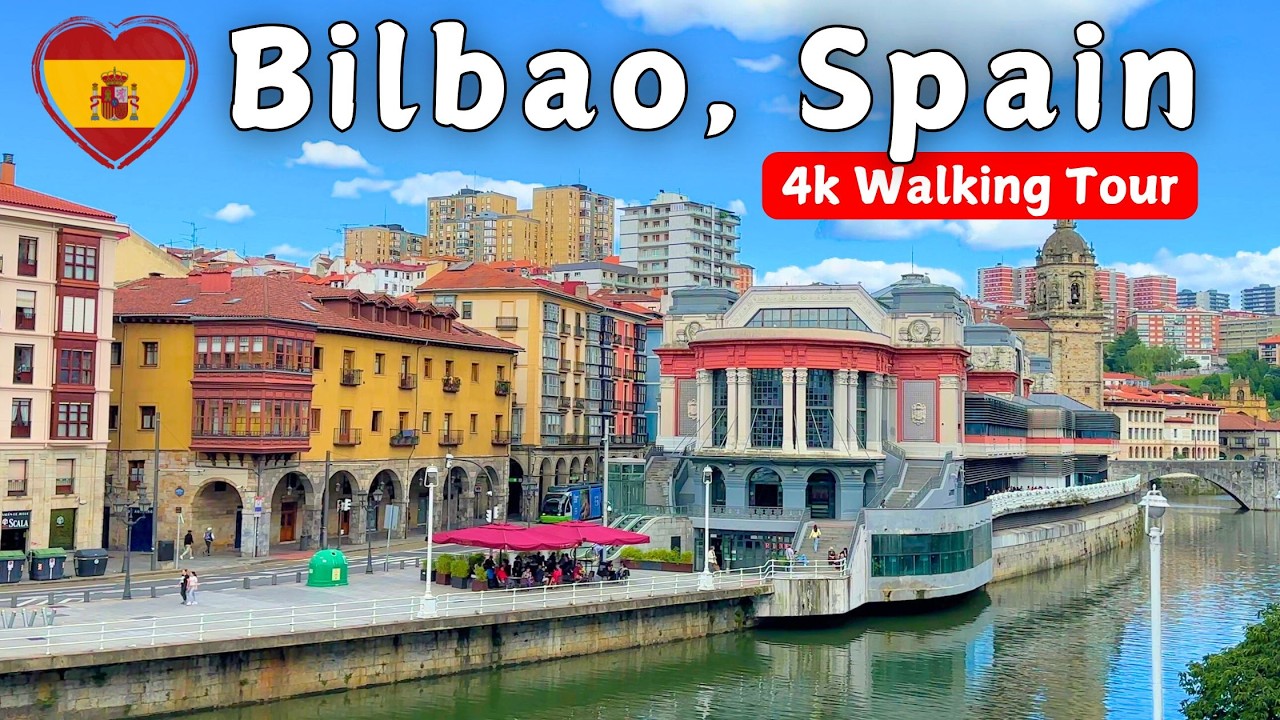 🇪🇸 Relaxing 4K Walking Tour in Bilbao, Spain | Calm City Stroll with Ambient Sounds