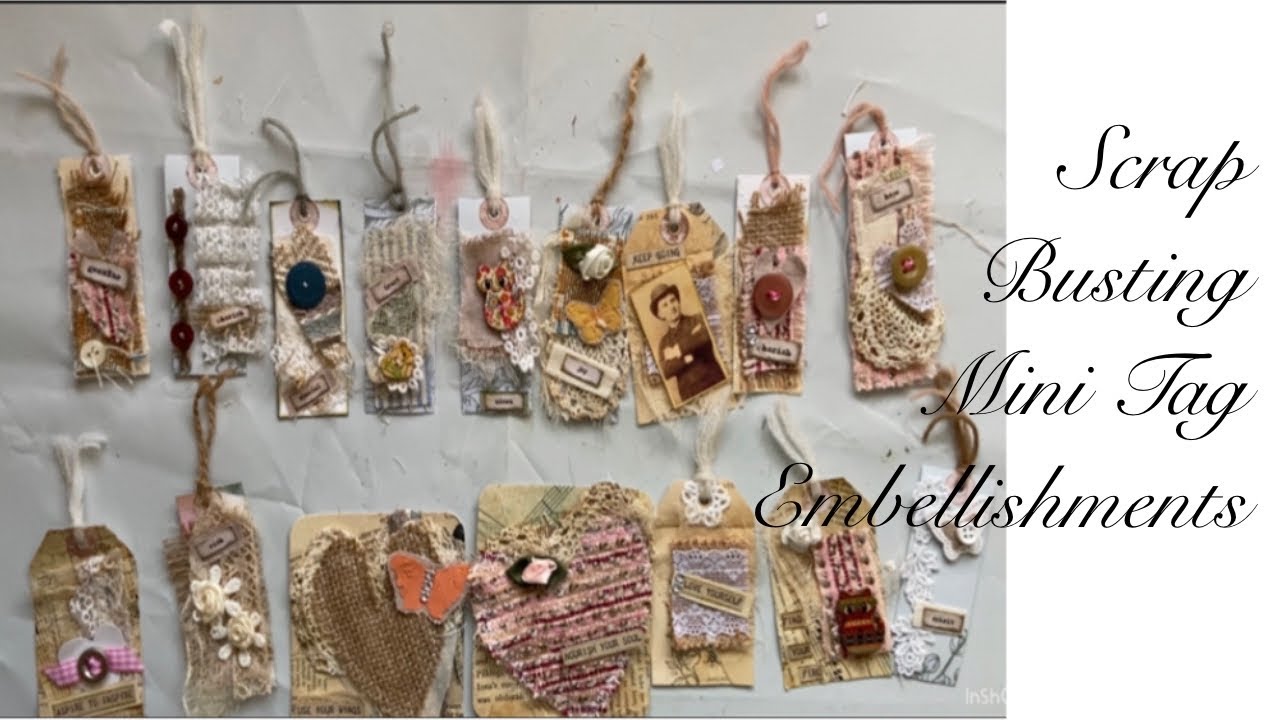 Use your scraps  - making mini tag embellishments