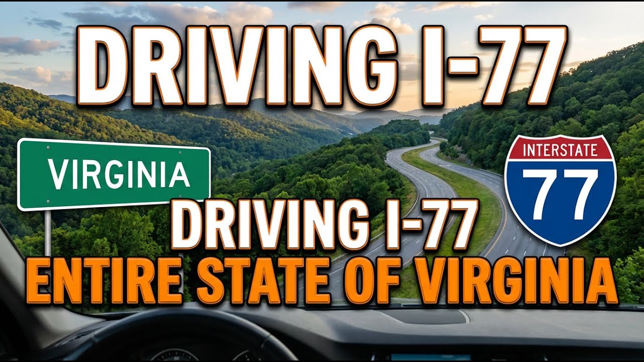 Driving on Interstate 77 through Entire State of Virginia in the mountains