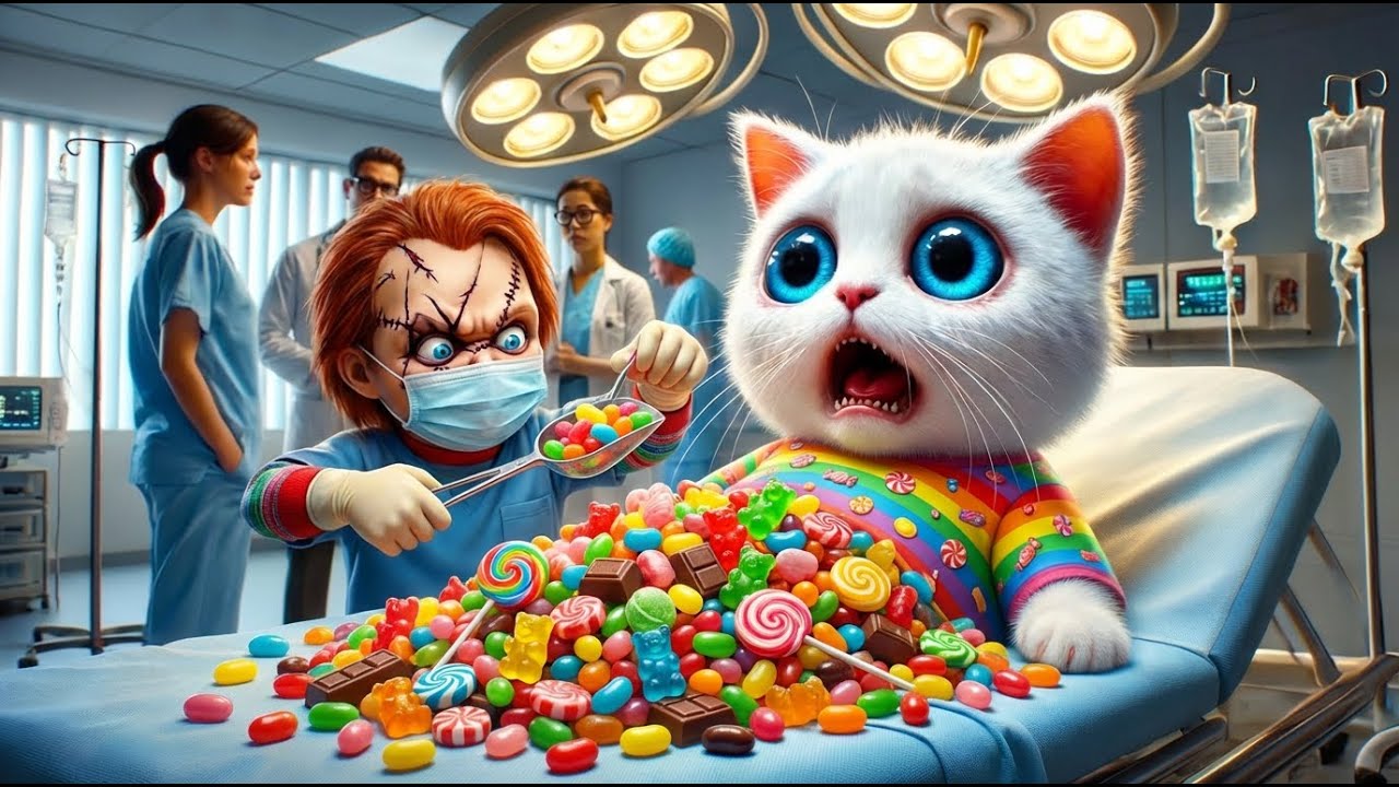 Kitten Contain Belly Candies And Chucky Helps Him