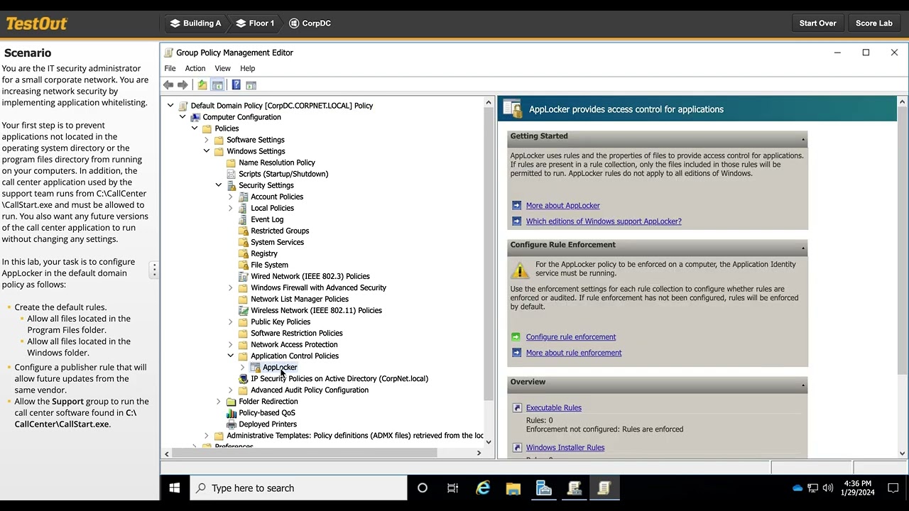 10.4.10 Implement Application Whitelisting with AppLocker : TestOut