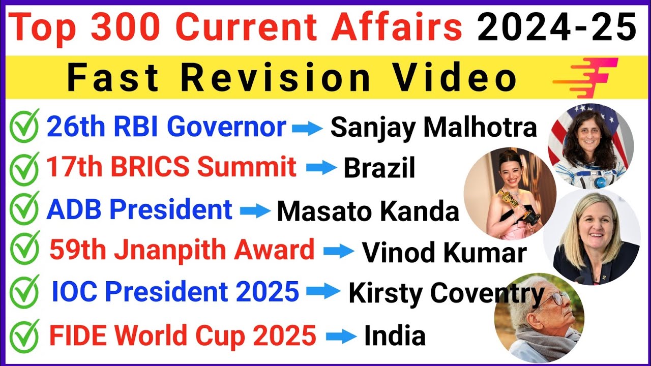 Last 9 Months Current Affairs 2025 | Top 300 Important Current Affairs 2025 | Current GK 2025