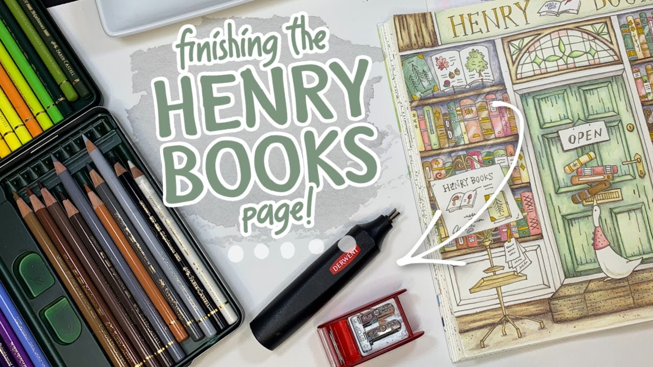 Finishing up the Romantic Country Henry Books coloring page!  - PencilStash Adult Coloring Tutorial