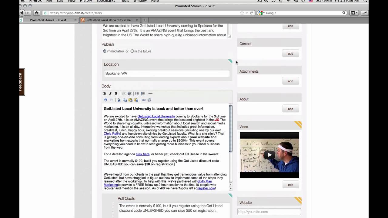 Content Distribution with Promoted Stories - dlvr.it