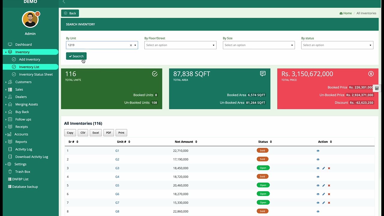 REAL ESTATE ERP DEMO - MODULE DETAIL