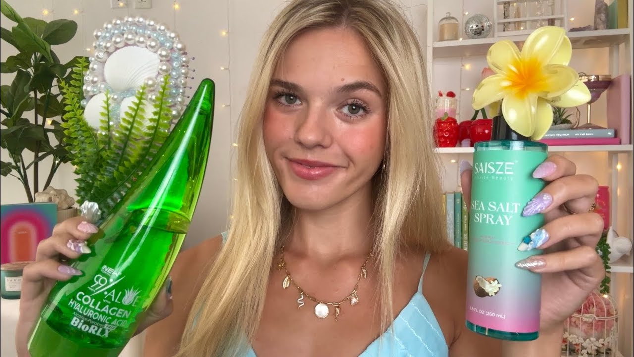 ASMR Pampering You After The Beach ˖°🌊𓇼🐚 (aloe vera gel, sea salt spray, haircare, etc)