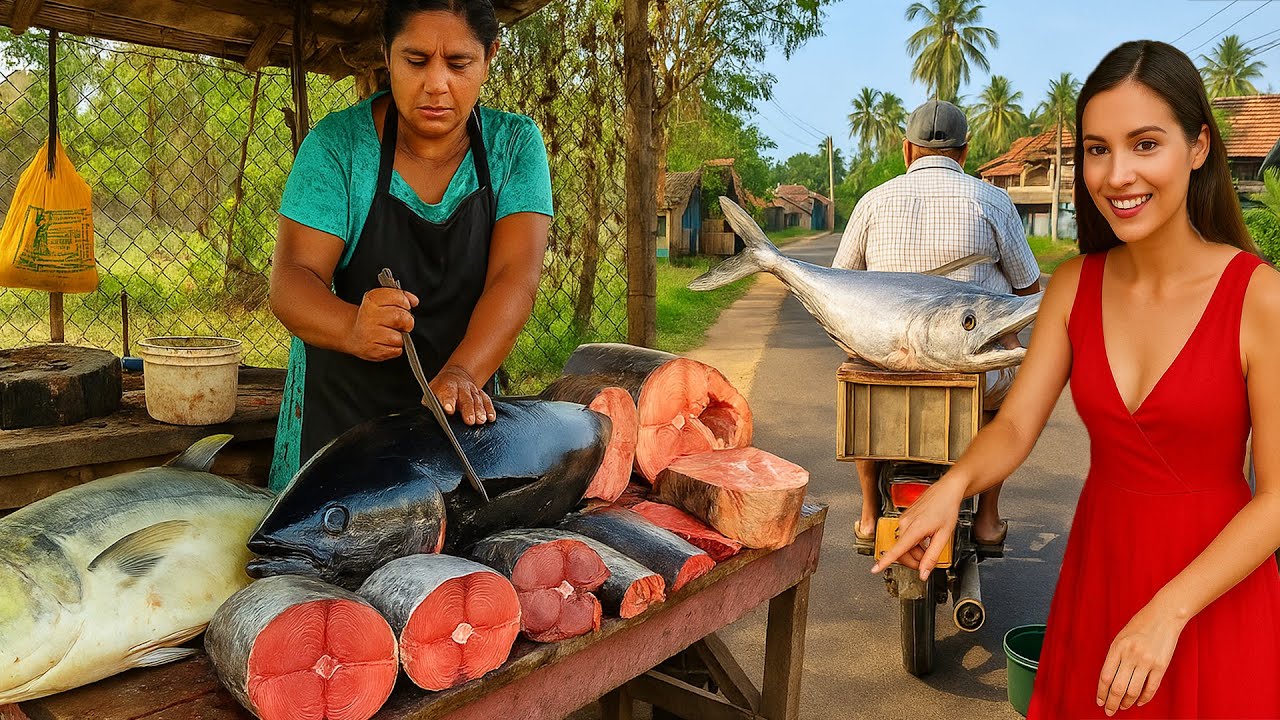 Beautiful Morning at the Street Fish Market – Cutting & Selling Huge Catch!