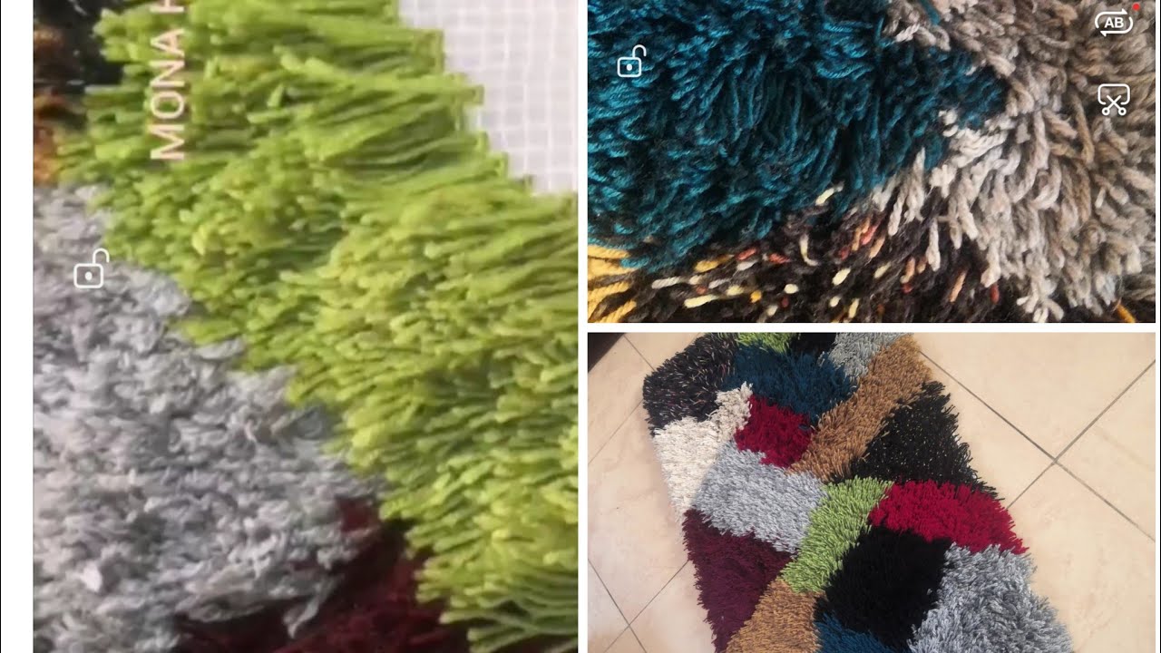 سجاده شاج صوف مشروع السجاد اليدوي #ديكور  Handmade shag rugsشاج من بواقي الخيوط##carpet decor