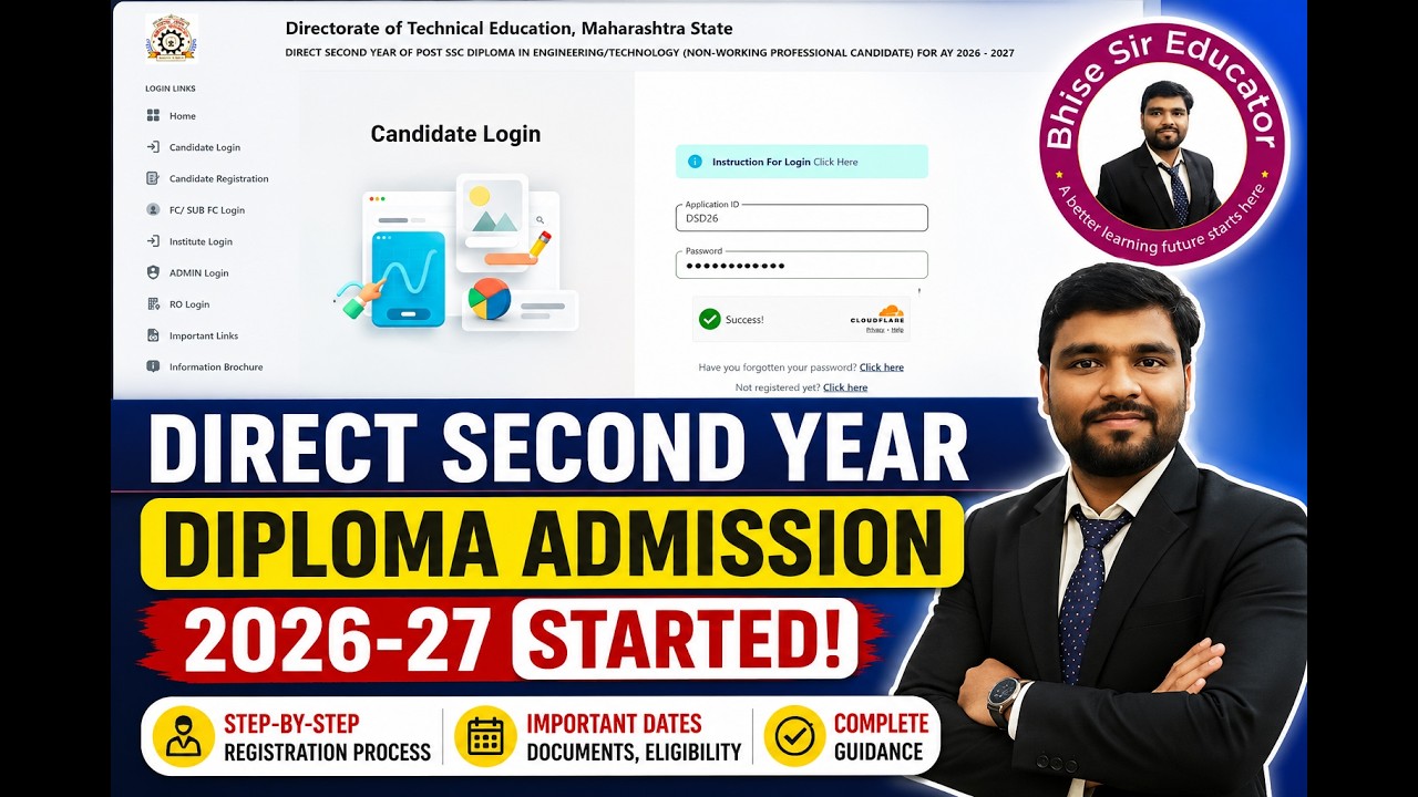 Direct Second Year Diploma Admission 2026-27 Started 🔥 | ITI & 12th Pass Students! #dte