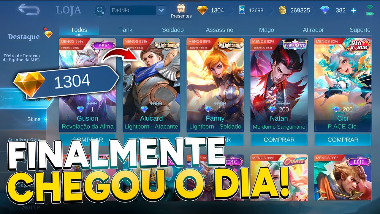 FINALMENTE PODE USAR!! COMO USAR E QUAIS SKINS PEGAR COM DIMAS PROMO! MOBILE LEGENDS