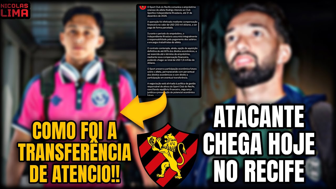 💣ATACANTE CHEGA HOJE AO RECIFE!!!- VEJA A NEGOCIAÇÃO 100% DE RODRIGO ATENCIO!🚨