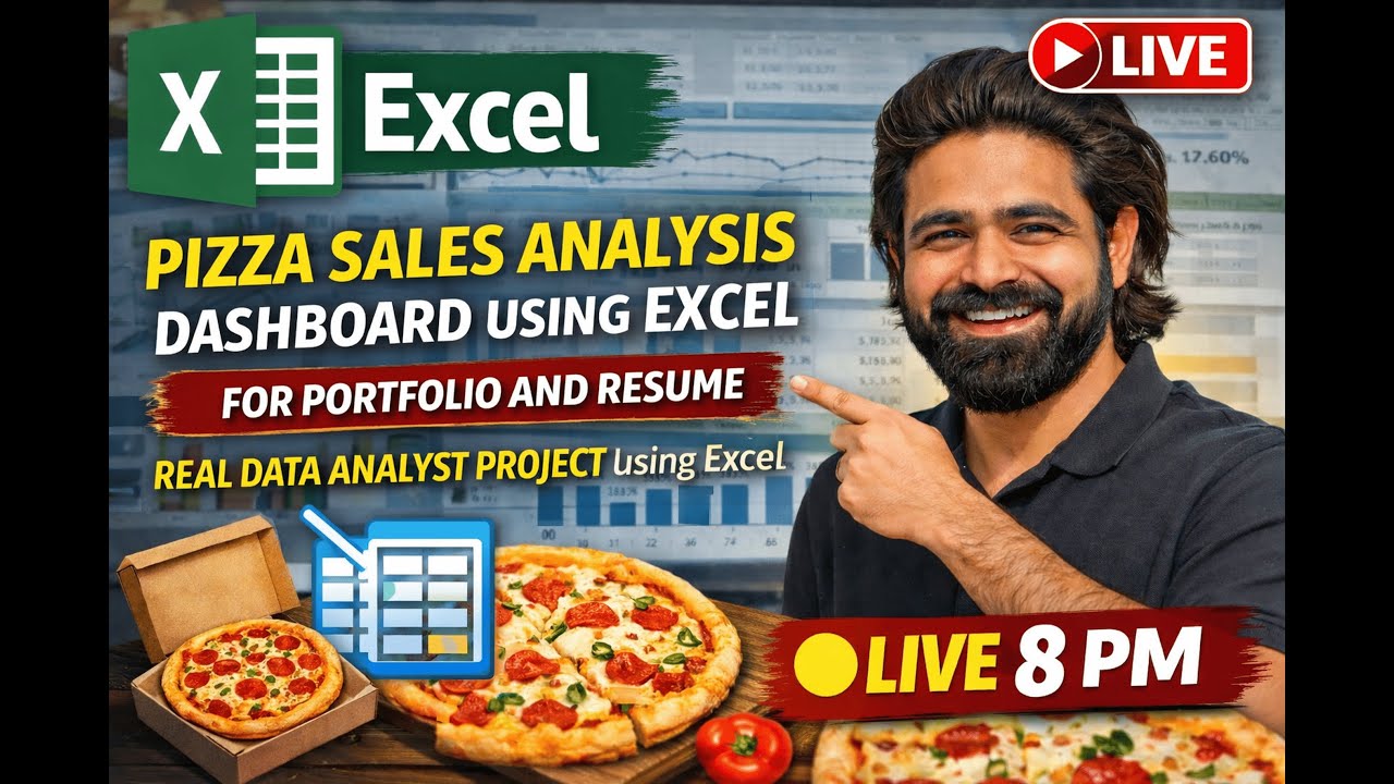 Pizza Sales Analysis Dashboard in Excel | Real Data Analyst Project for Resume & Portfolio