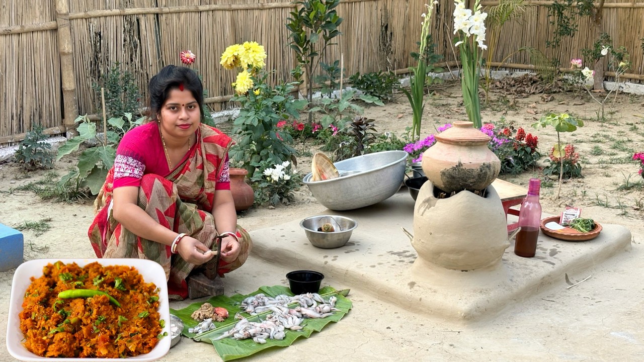 গ্রাম বাংলার রান্না লোটে মাছের ঝুরি আর কাতলা মাছের ডিম দিয়ে টক ঝাল চচ্চড়ি | Village Cook Up