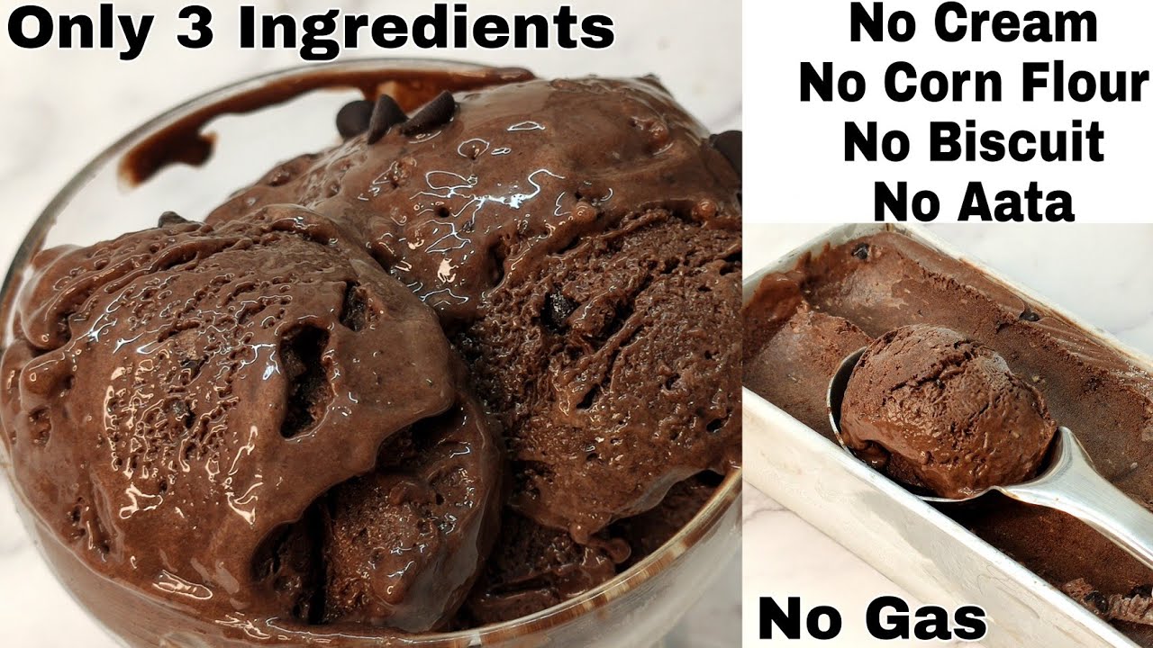 Only 3 Ingredients Chocolate Icecream Without Cream,Milk,Gas,Chocolate, Biscuit|चॉकलेट आईसक्रीम बनाए
