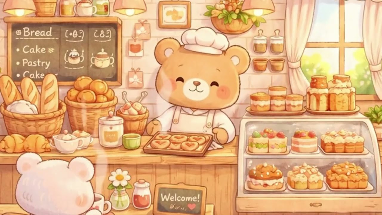 Little Bear’s Bakery 🧸 Cute & Simple Piano Music | No Copyright BGM