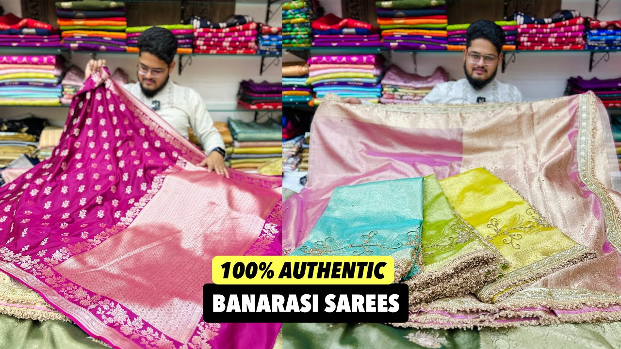 100% AUTHENTIC & LUXURIOUS BANARASI SILK SAREE / SAREE WHOLESALE MARKET BANARAS HALEEMA CREATION
