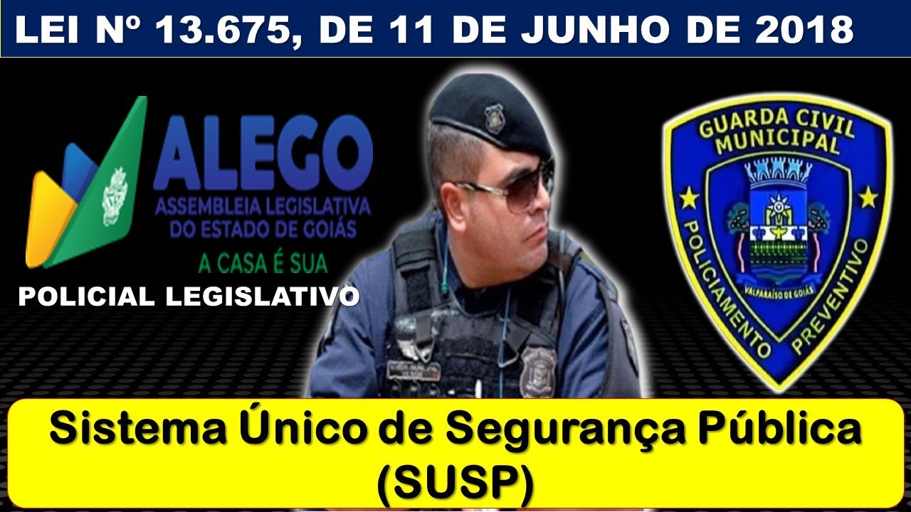 🔥03.(10 QUESTÕES)LEI 13.675/2018(SUSP)-GUARDA MUNICIPAL DE VALPARAISO E POLICIAL LEGISLATIVO(ALEGO)