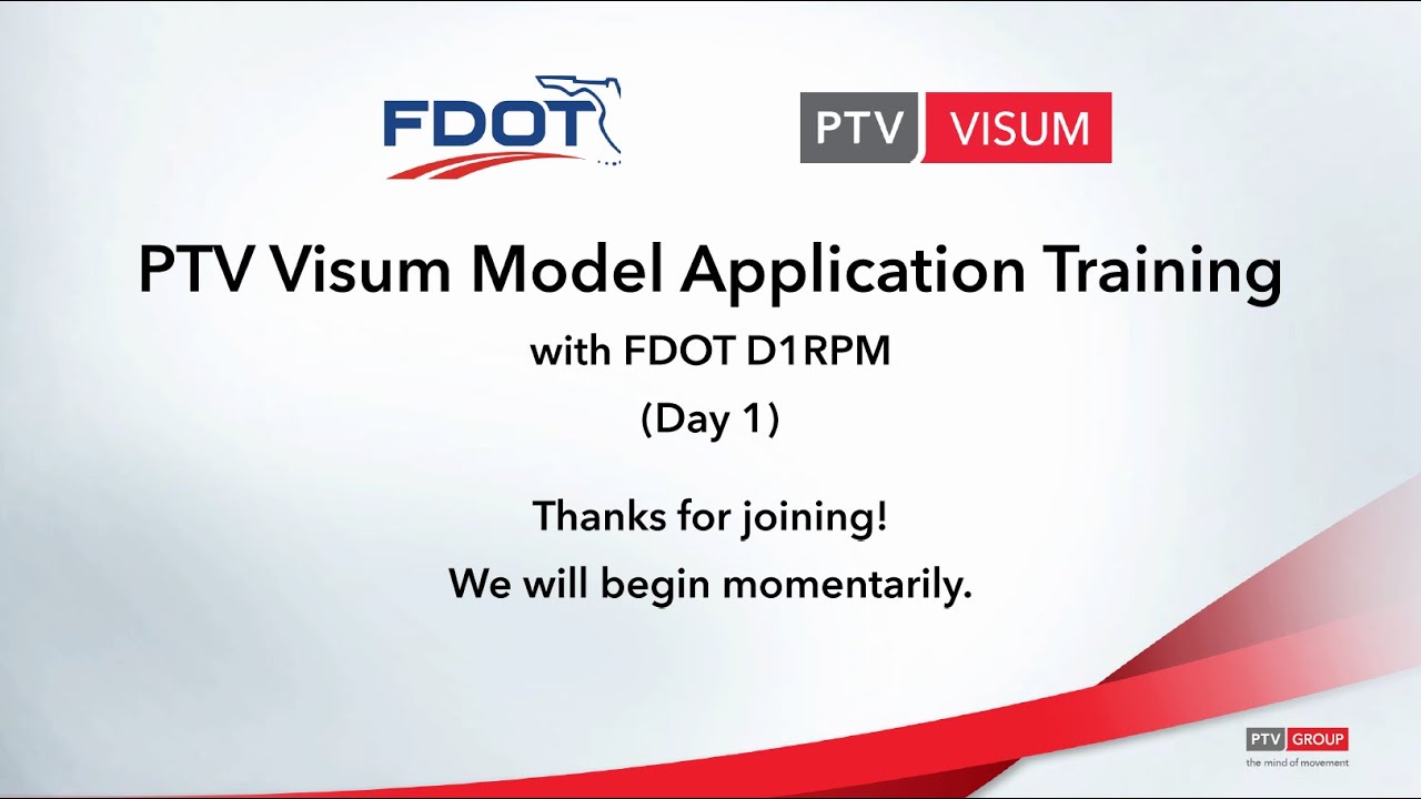 Florida DOT D1 PTV Visum Model Application Training (1 of 2)