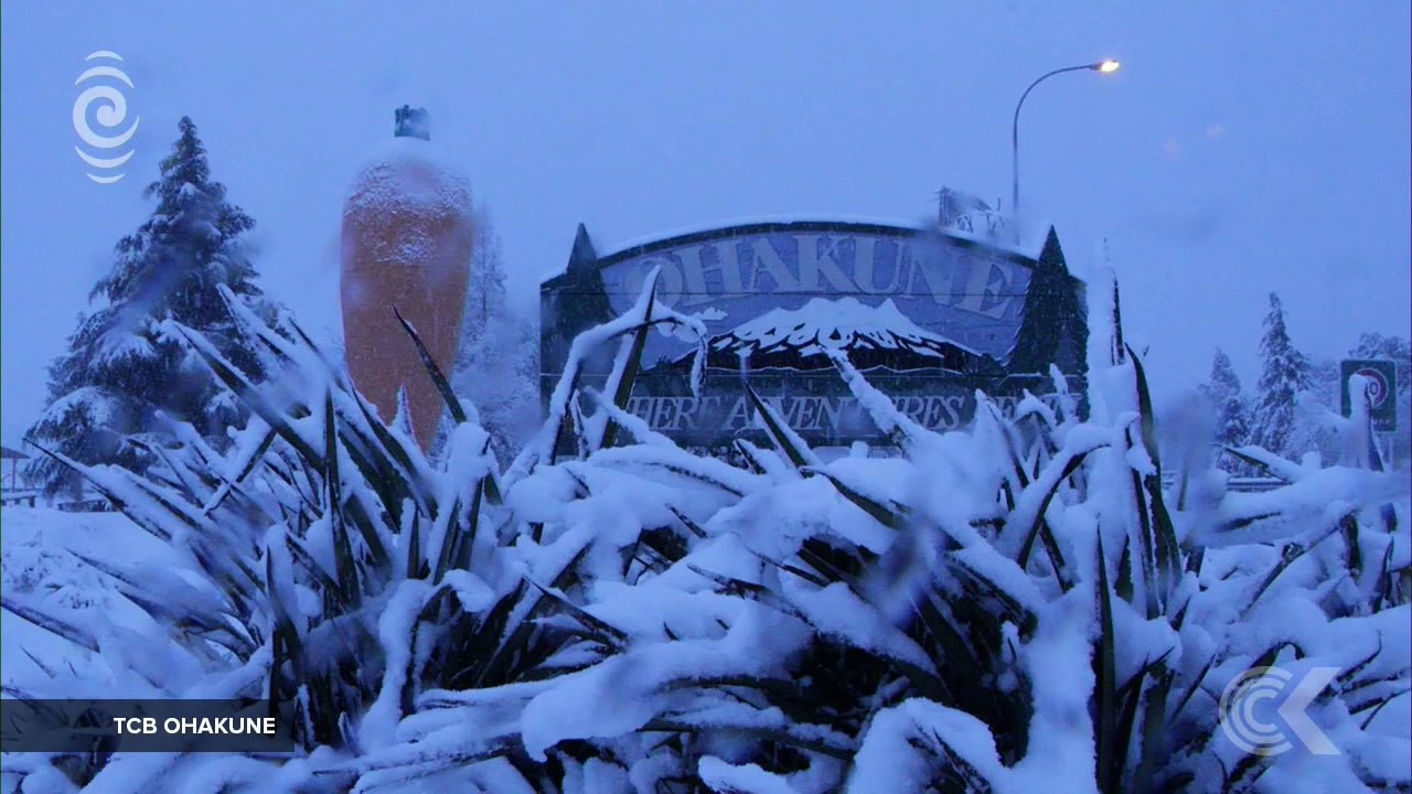 Ohakune cut off by snow