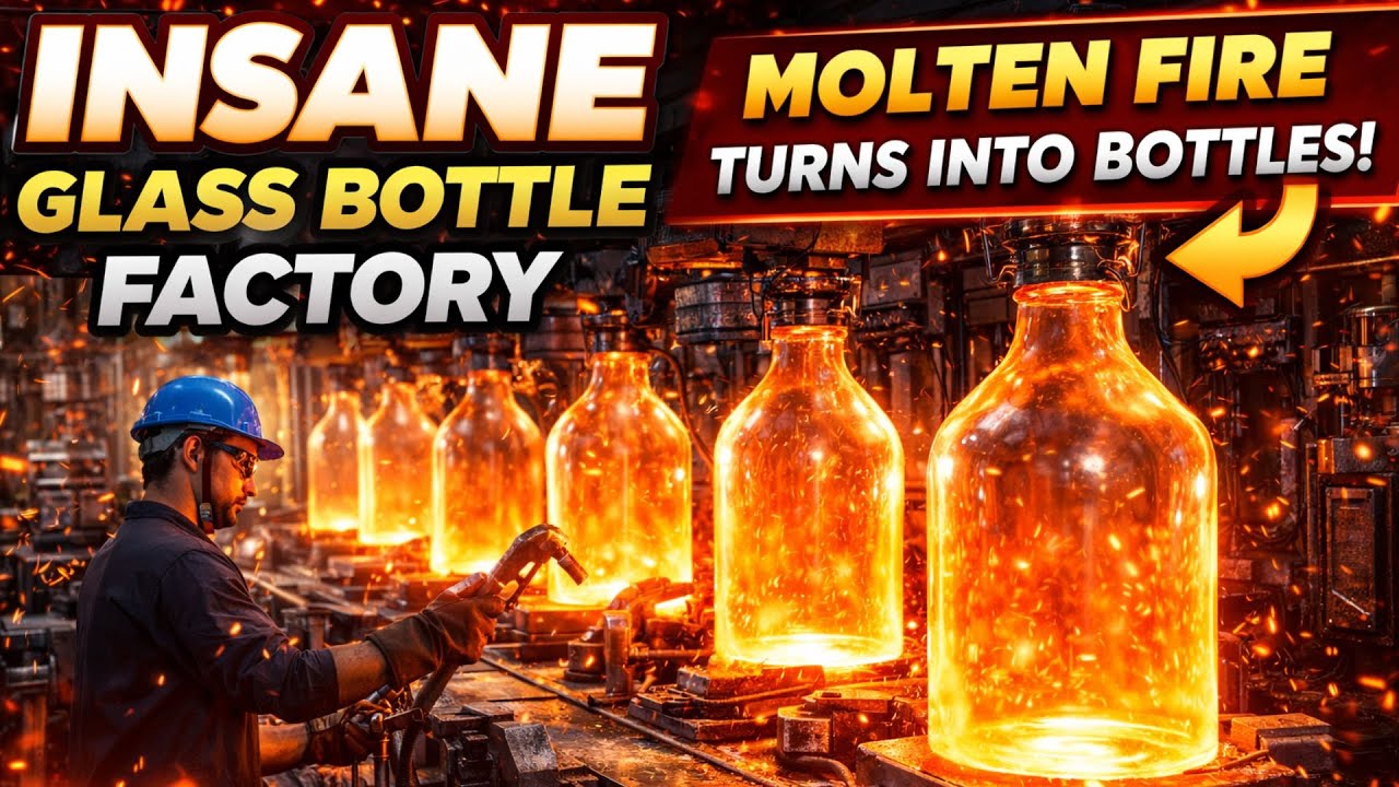 INSANE Glass Bottle Factory – Molten Fire Turns Into Bottles!