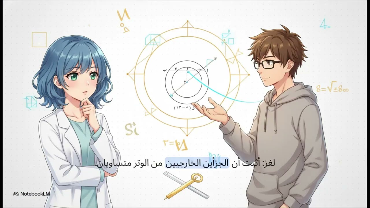 العمود النازل من مركز الدائرة على الوتر | رياضيات 9 | الفصل الثاني | المنهج اليمني