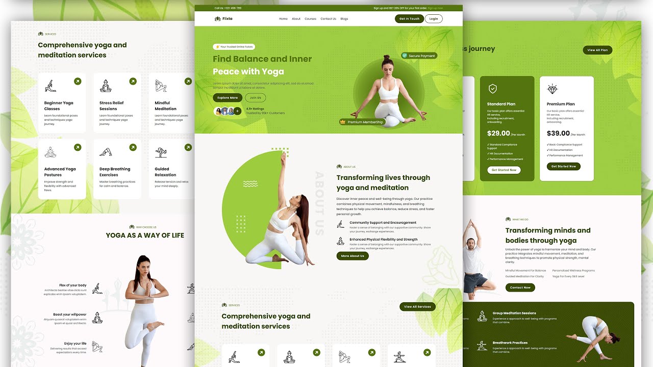 How To Make Yoga Classes Landing Page Responsive HTML Template [ HTML / CSS / SASS / JavaScript ]