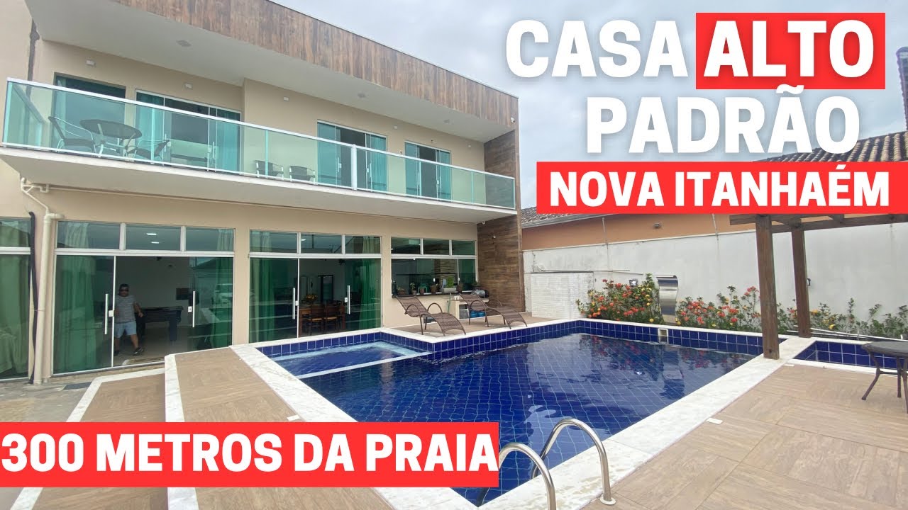 CASA ALTO PADRÃO 4 DORMITÓRIOS SENDO 2 SUÍTES 300 METROS DA PRAIA NOVA ITANHAÉM PISCINA GRANDE!