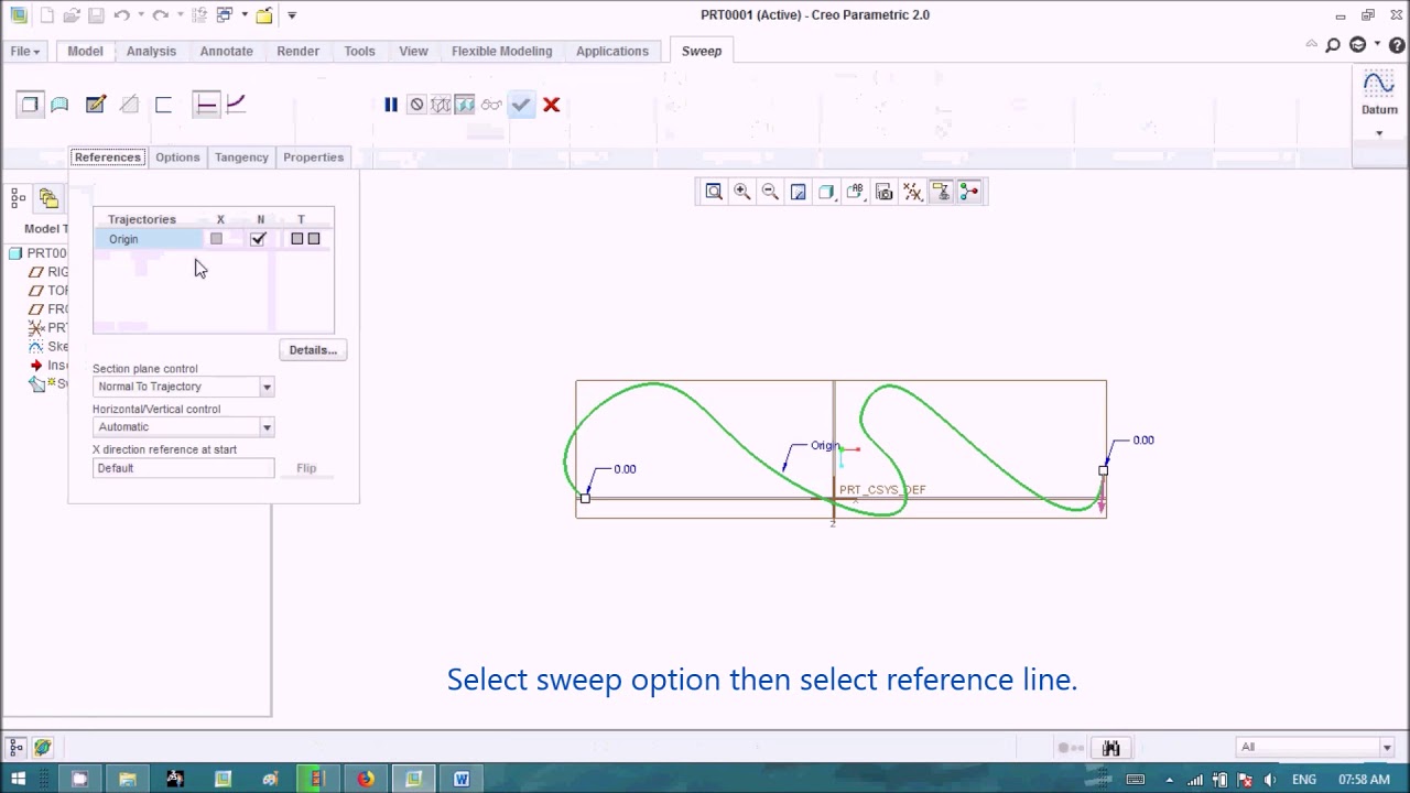 SWEEP IN CREO PARAMETRIC