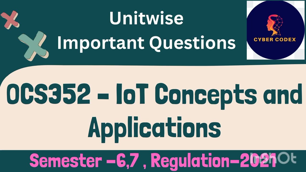 OCS352 IoT Concepts and Applications| Important Topics for Exams|Anna University | @CyberCodeX-Tech