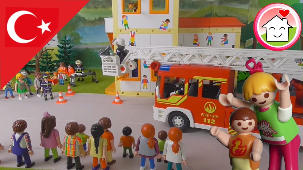 Çocuk filmi İtfaiyeci  Anaokulunda Yangın Tatbikatı - Playmobil Türkçe Hauser Ailesi