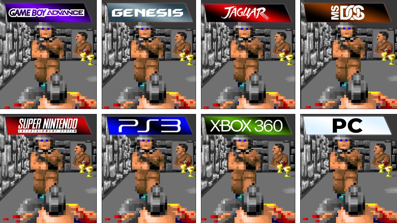 Wolfenstein 3D (1992) GBA vs Genesis vs Atari Jaguar vs DOS vs SNES vs PS3 vs XBOX 360 vs PC