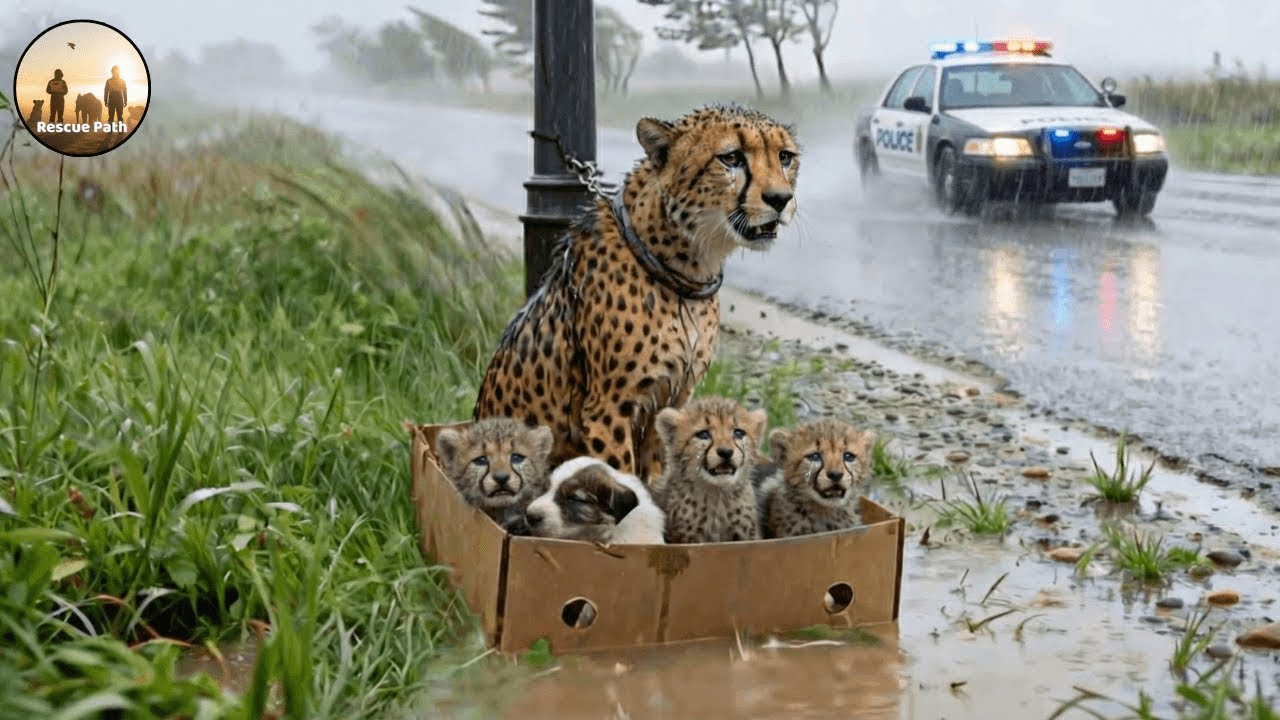 Animal Rescue Kind Girl Saves Abandoned Cheetah Family in Heavy Rain #125
