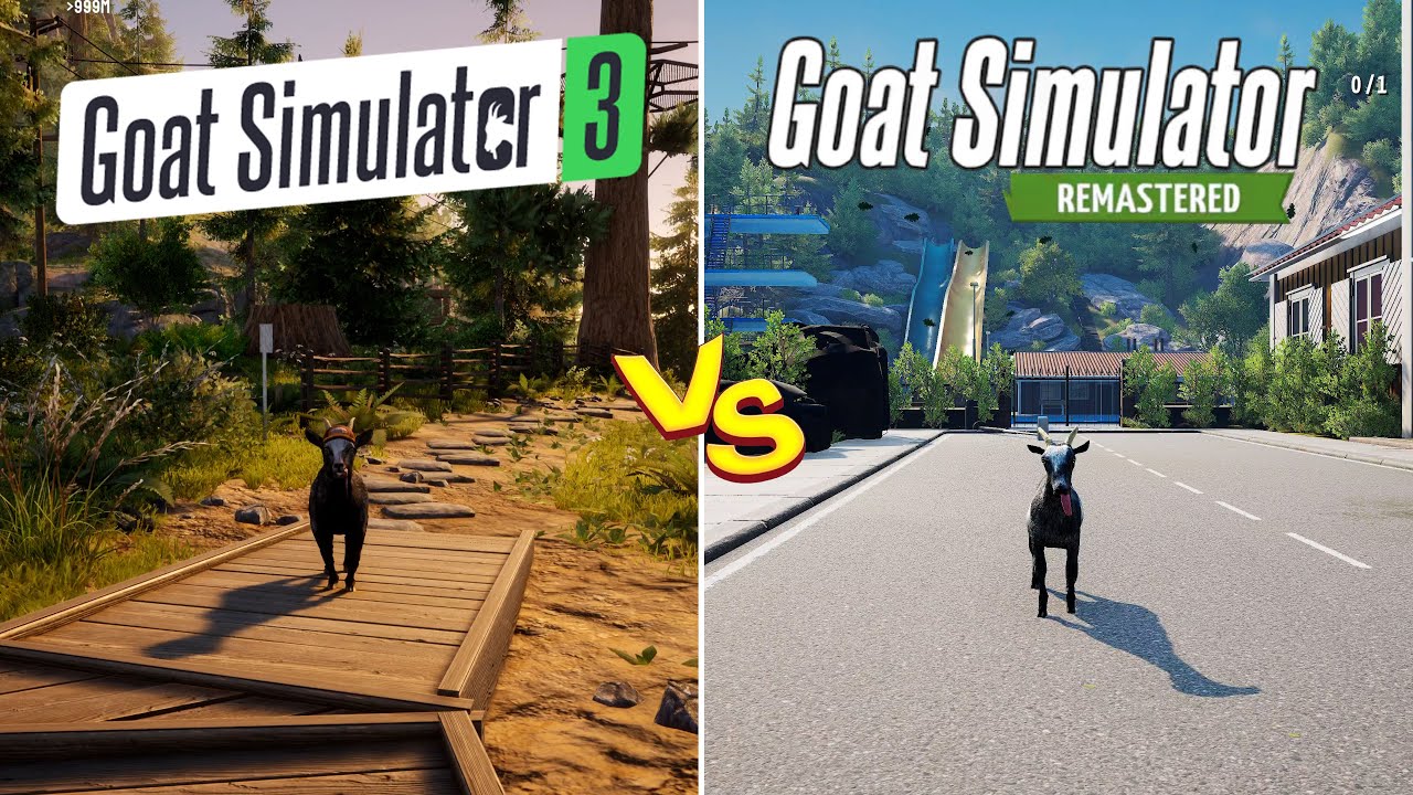 Goat Simulator: Remastered vs Goat Simulator 3 | Graphics & Details Comparison