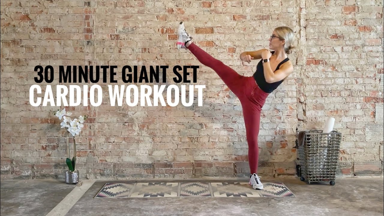 30 Minute Giant Set Cardio Workout | No Equipment | Kickboxing Inspired | Low Impact Mods