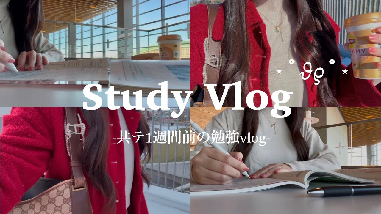 【勉強vlog】モチベ上げたい人必見！/共テ直前女子高生の勉強しかしてない休日vlog👒