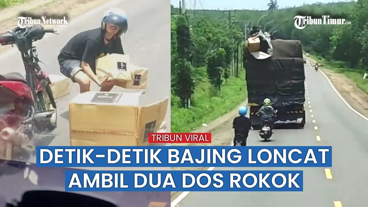 Viral! Detik-detik Bajing Loncat Bawa Kabur Dus Rokok di Palembang-Betung