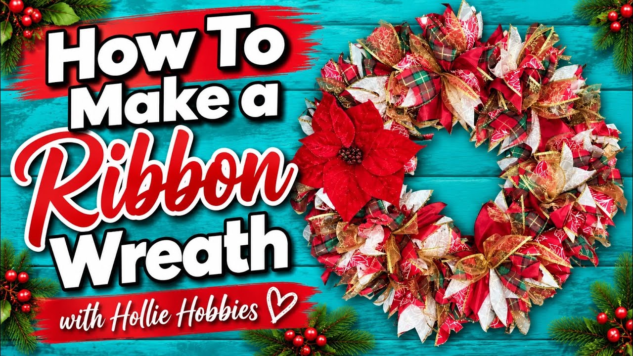 Ribbon Wreath/ Wreath Making/ Ribbon Wreath Tutorial Christmas/ How To Make a Ribbon Wreath/ Holiday