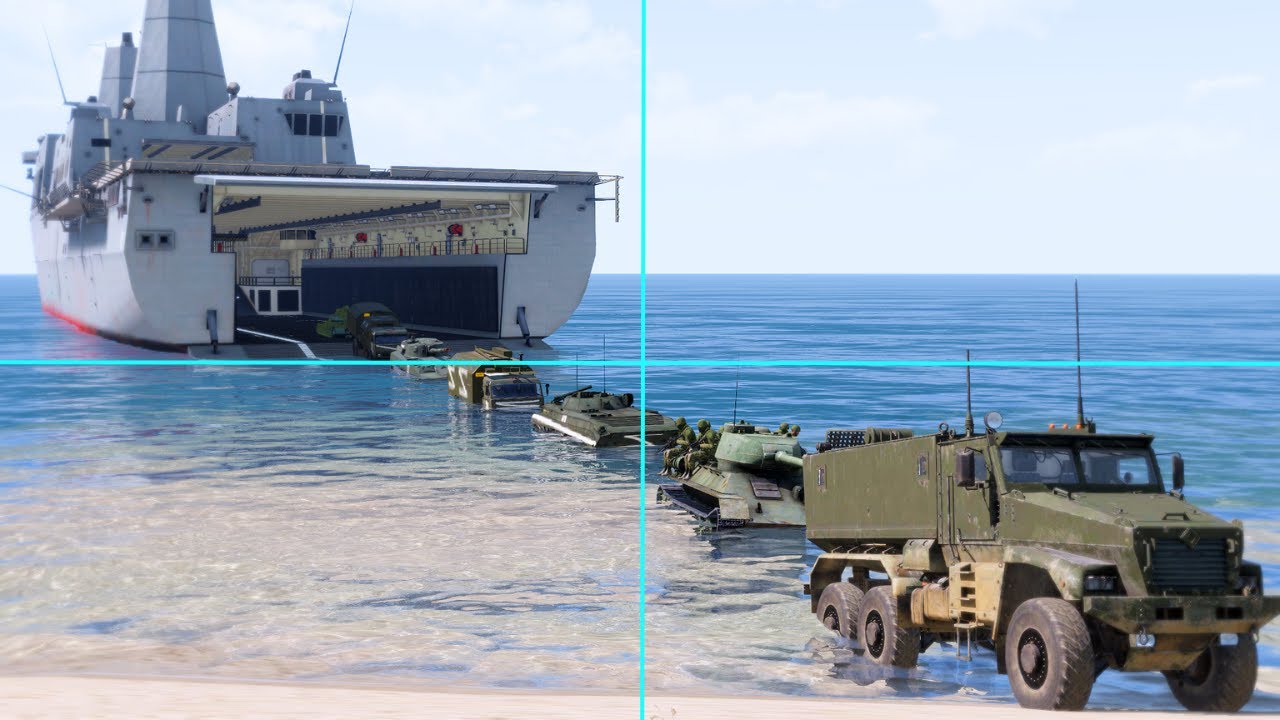 Russian Armored Division Newly Disembarking from Ships Smashed by Missile