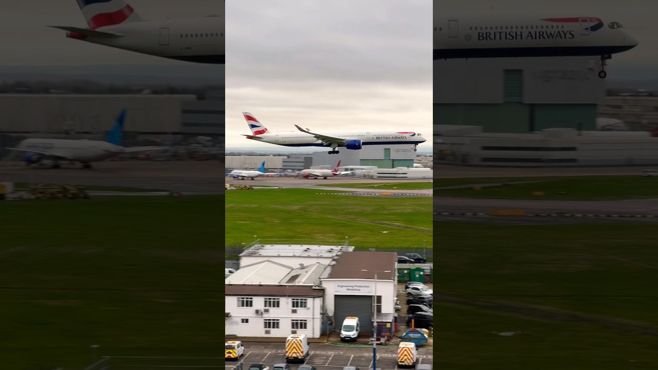 British Airways Airbus A350-1000 landing at LHR #heathrowairport #airbusa350 #britishairways #lhr